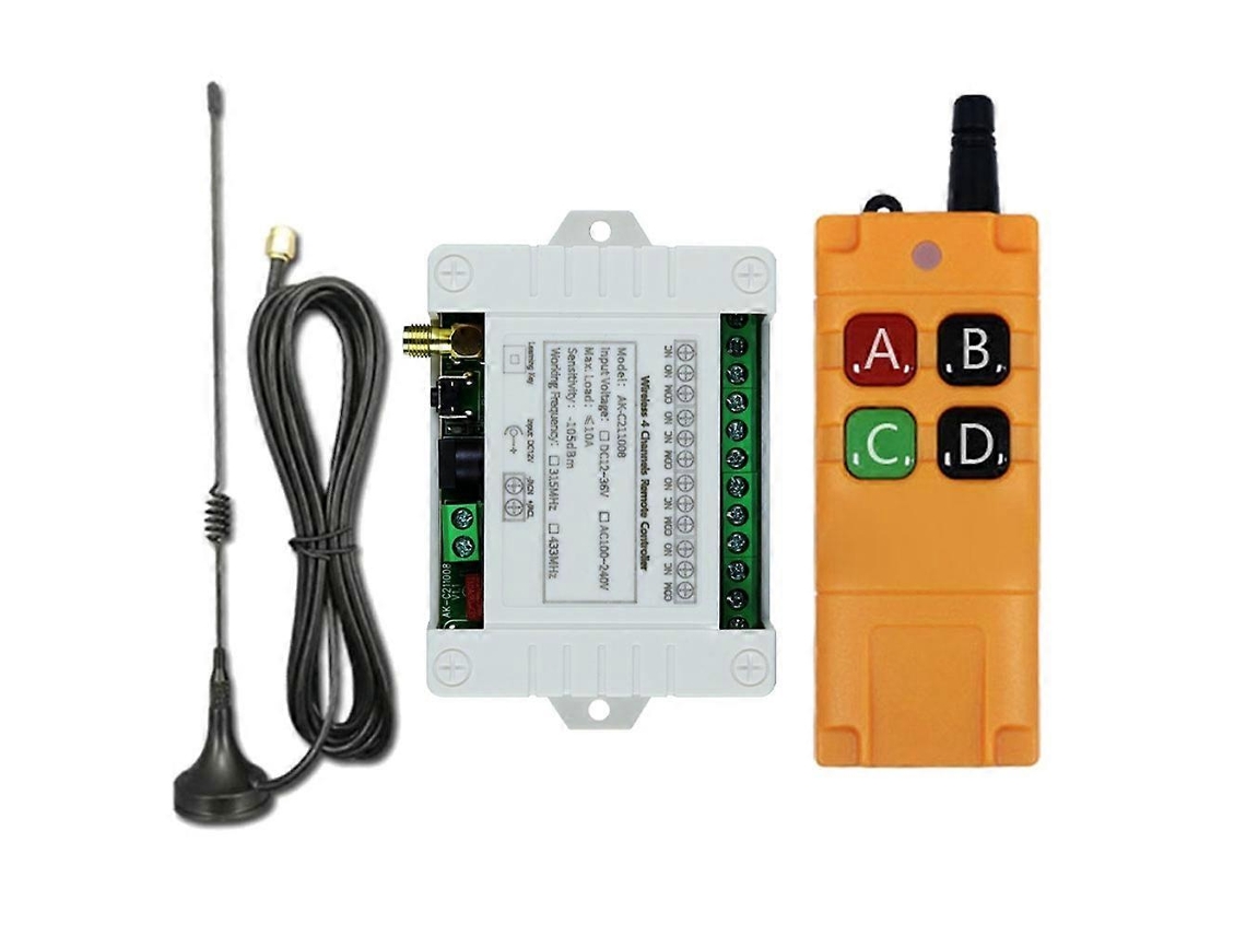 Receptor De Controle Remoto Sem Fio Rf De 4 Canais, 12-36v Dc, Com Antena De Ventosa De Longo Alcance De 2000 M.