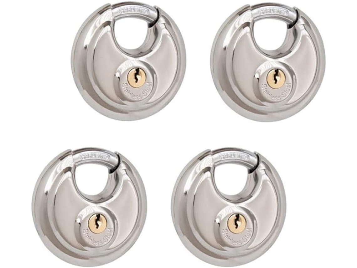Fechadura De 4 Discos Com Chave, Em Aço Inoxidável, Anel Endurecido, Cilindro De Latão Para Unidades De Armazenamento,