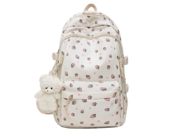 Mochila Feminina – Saco De Ombro – Mochila Escolar – 30 X 18 X 43 Cm – Nylon – Bege