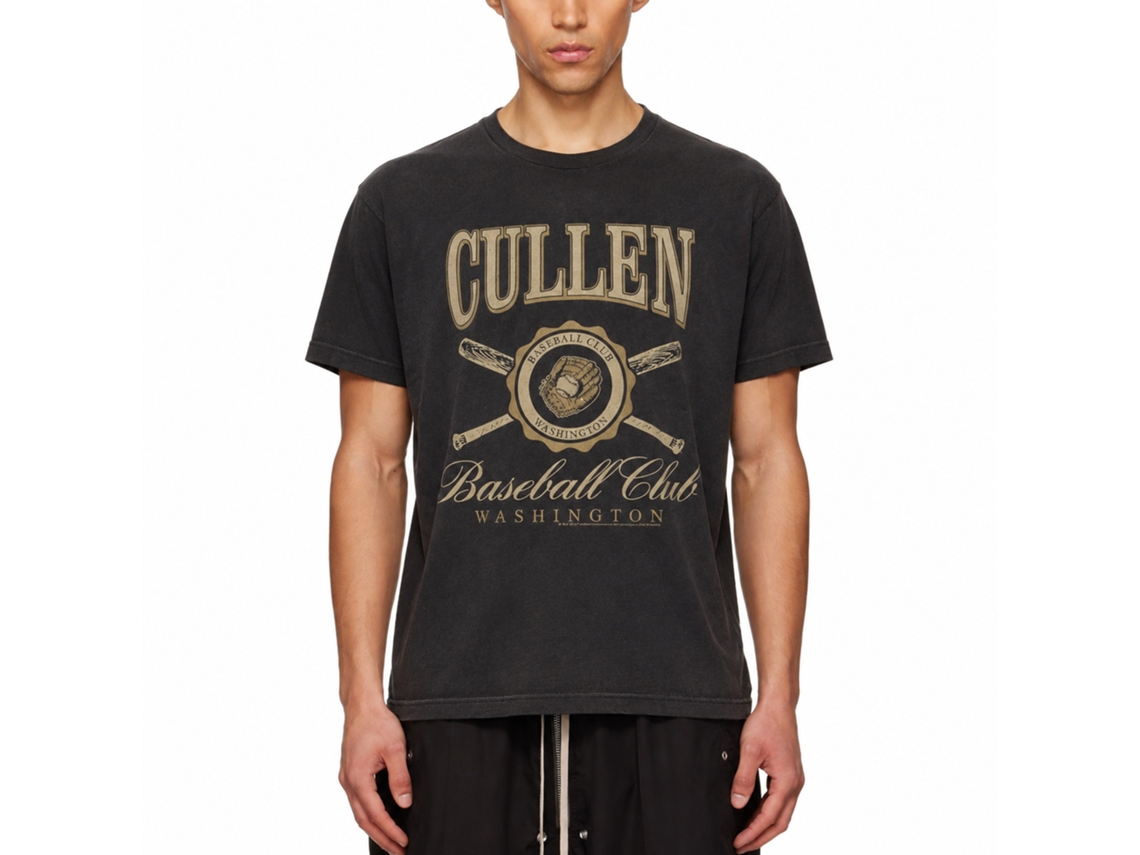 Rockinstone Twilight Movie Cullen Baseball Club Solid Smoke Adult T-shirt Size:xl