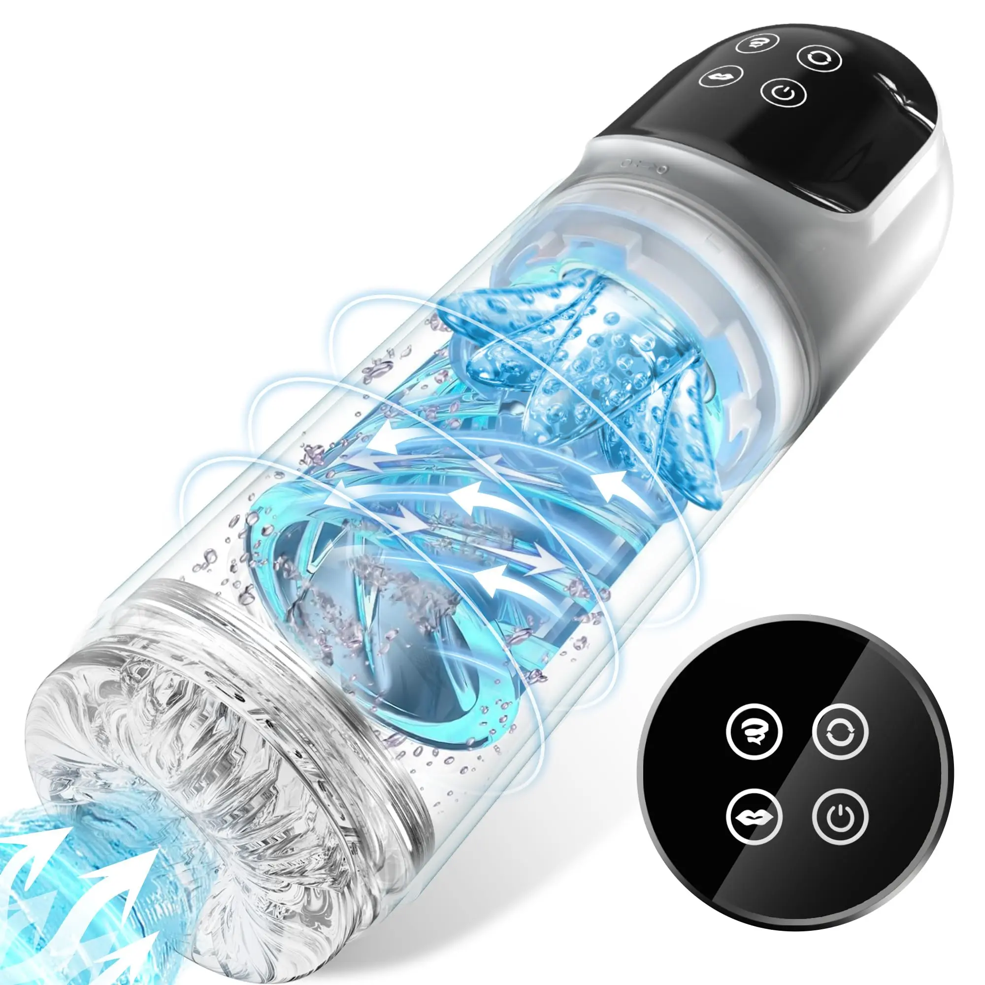 (branco) Masturbador Masculino Automático Rotativo, Bomba De Vácuo Peniana De 6 Segundos Para Sucção E Estimulação Oral.