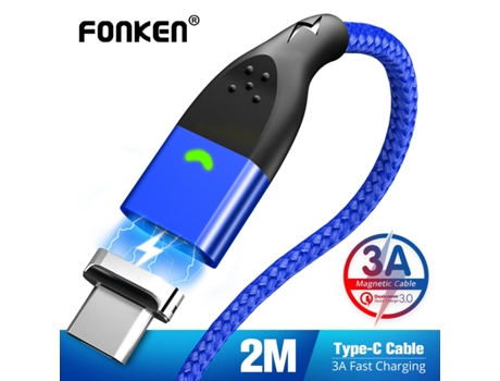 Cabo Micro Usb Magnético Ímã Usb Tipo C Cabo De Carregamento De Telefone 3a Cabo De Carregador Rápido Móvel Para Iphone Fonken