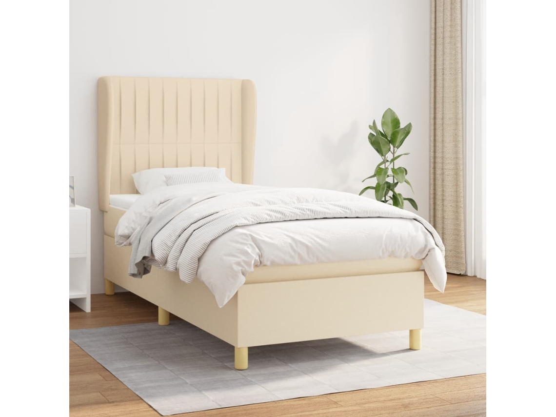 Box Spring Bed, Box Spring Beds Vidaxl Creme Tecido (100 X 200 Cm)