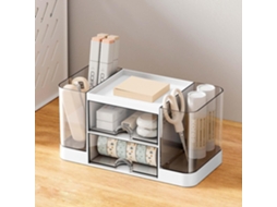 Organizador de Mesa com 2 Gavetas, Organizador de Plástico Transparente com 2 Compartimentos, Caixa Organizadora de Maquiagem para Casa BRILVIBERA