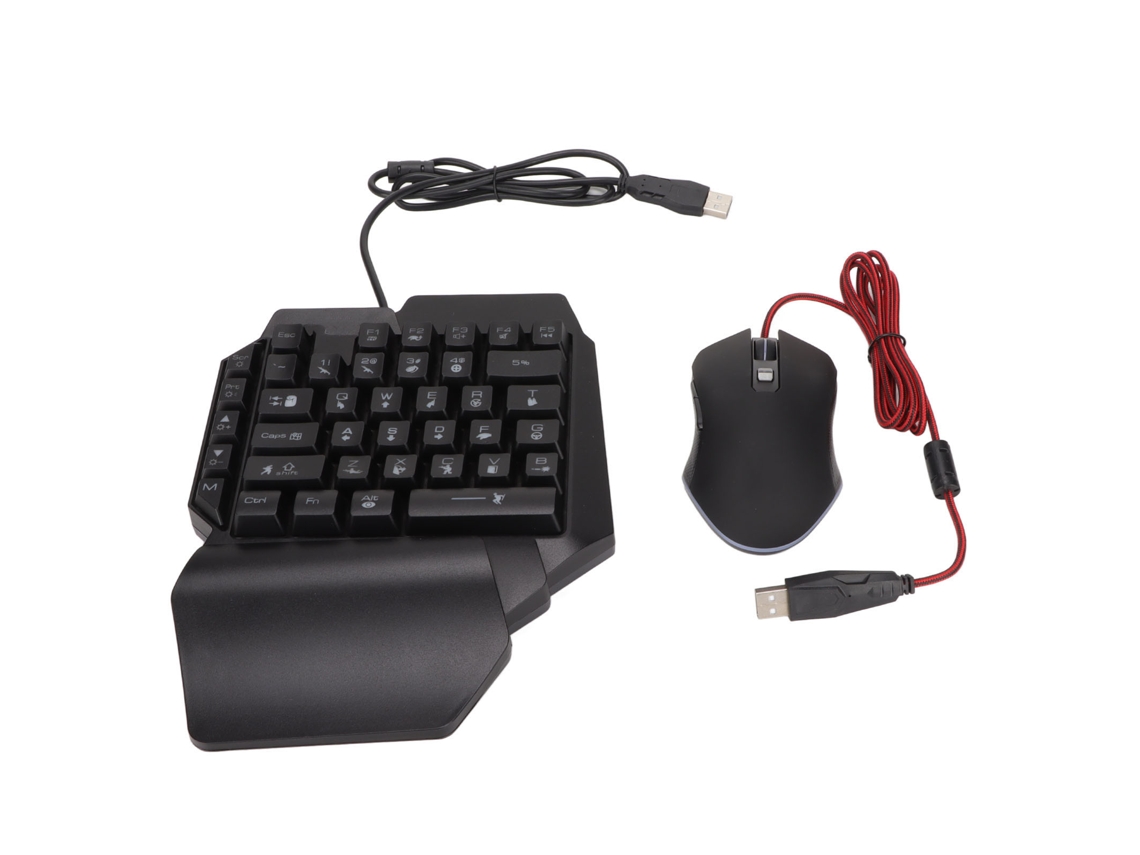 Combo De Teclado E Mouse Com Uma Mão Com Iluminação Rgb