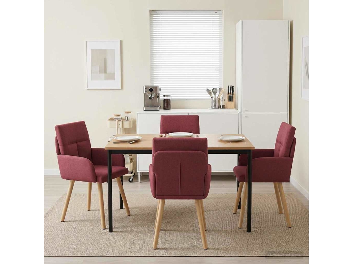 Vidaxl Cadeiras De Jantar 4 Unid. Tecido Vinho Vermelho