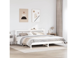 Cama Sem Colchão 200x200 Cm Madeira De Pinho Maciça Branco