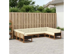Vidaxl Conjunto De Sofás Para Exterior 9 Unid. Natural E Creme