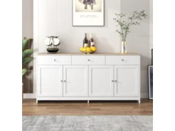 Aparador Madeira Branca da ZIWEI STORE com 4 portas e 3 gavetas, ideal para sala de estar e jantar.