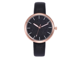 Relógio de Pulso Feminino Vansvar de Couro Pu com Movimento Quartzo Fashion Casual Preto