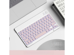 Teclado HEXINYIGJLY Bluetooth 7 Cores Ultra Fino Recarregável, Universal para Ipad/tablet/telefone Rosa