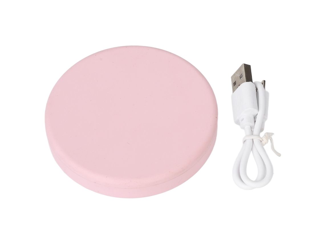 Espejo De Bolsillo Compacto Led Con 3x Aumento Color Rosa