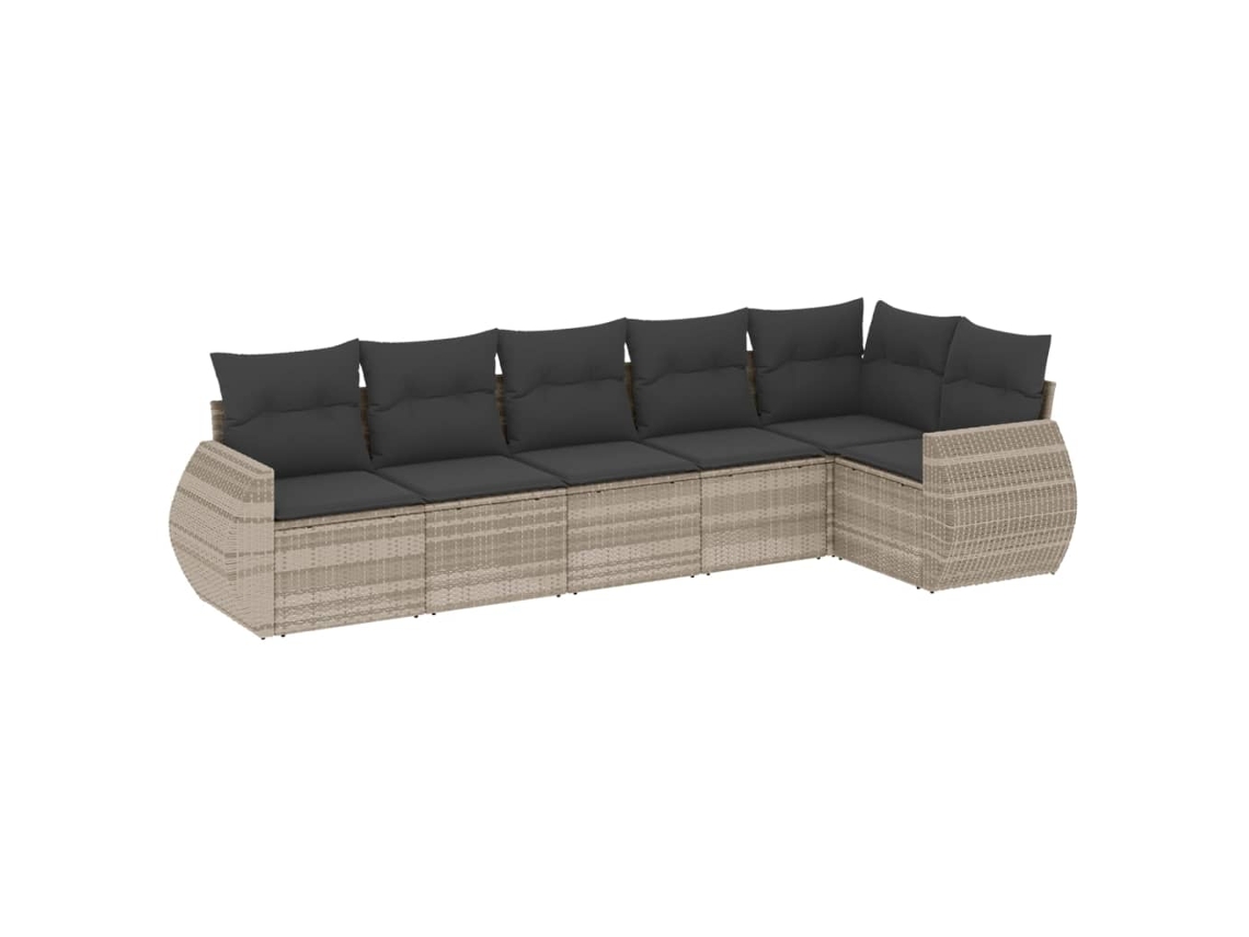 Conjunto 6 Sofás Jardim com Almofadões Vime Pe Cinza Claro MAISON EXCLUSIVE (80x200 cm)