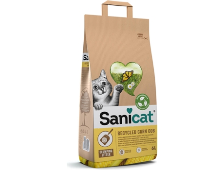 Areia Absorvente para Gatos SANICAT Reciclado (Milho - 6L)