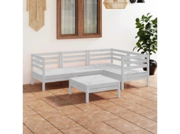Vidaxl 5 Pcs Conjunto Lounge De Jardim Pinho Maciço Branco