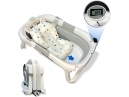 Banheira Portátil Dobrável Cinzenta Para Bebé Com Design Ergonómico, Almofada Antiderrapante, Termómetro Integrado E Tampa De Segurança Home X Gym (Outlet Grade A)