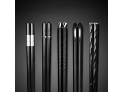 Conjunto de 5 Pares de Pauzinhos Reutilizáveis de Liga Metálica para Sushi Japonês e Chinês MDUG (estilo 1)