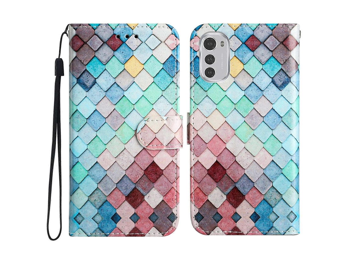 Capa Carteira Para Celular Motorola Moto E32 4g Em Couro Pu, Modelo Flip, Com Estampa.