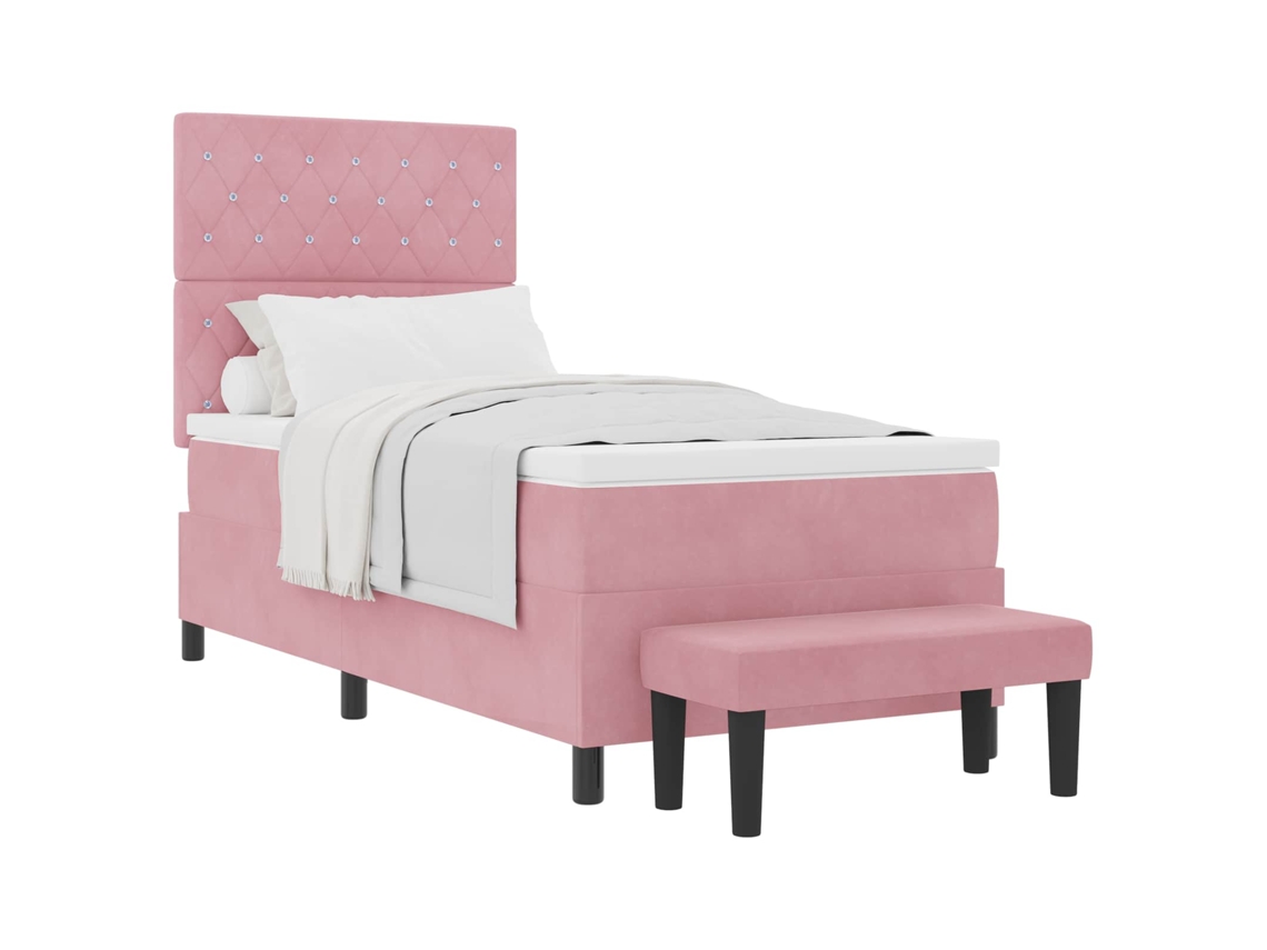 Cama Box com Cabeceira Rosa 200 X 90 Cm Veludo MAISON EXCLUSIVE