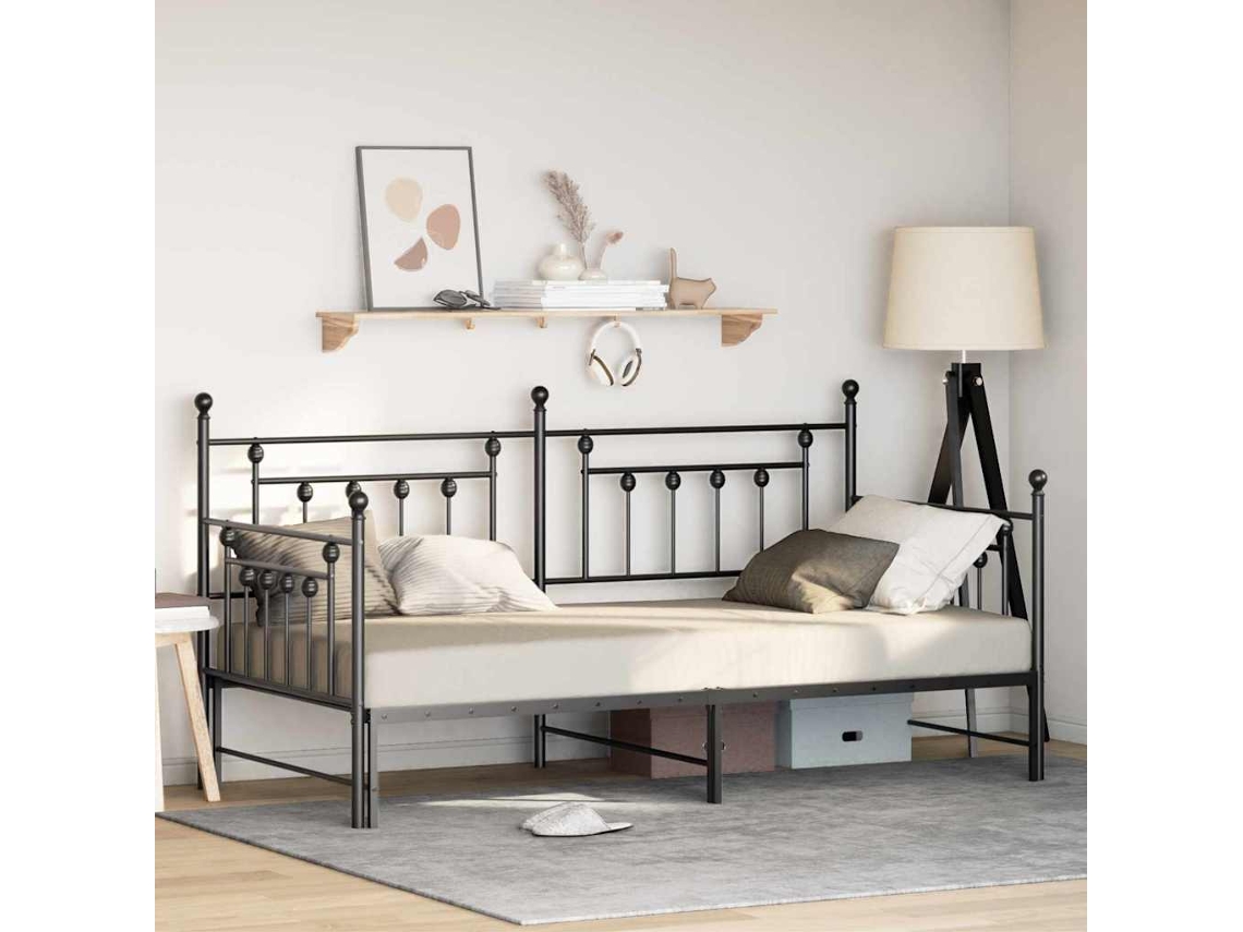 Vidaxl Estrutura De Cama De Dia Preto 107 X 203 Cm Aço