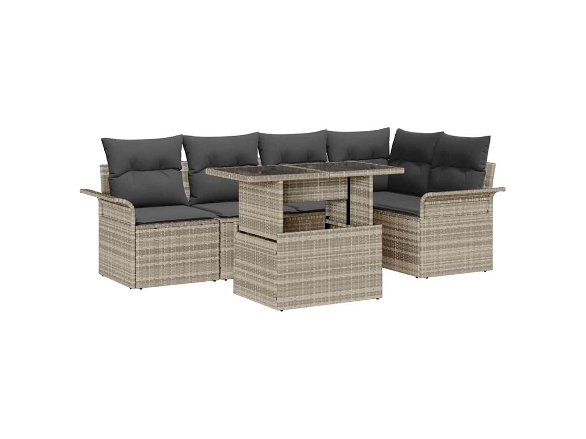 Vidaxl Conjunto De Sofá De Jardim Com Almofada 6 Pcs Cinzento-claro