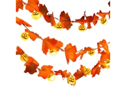 Luzes Decorativas De Halloween E Outono Com Folhas De Bordo
