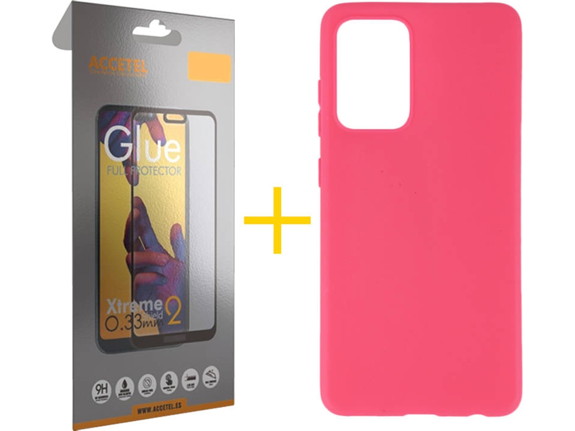 Kit Capa e Película Samsung Galaxy A52s ACCETEL Full (Rosa)