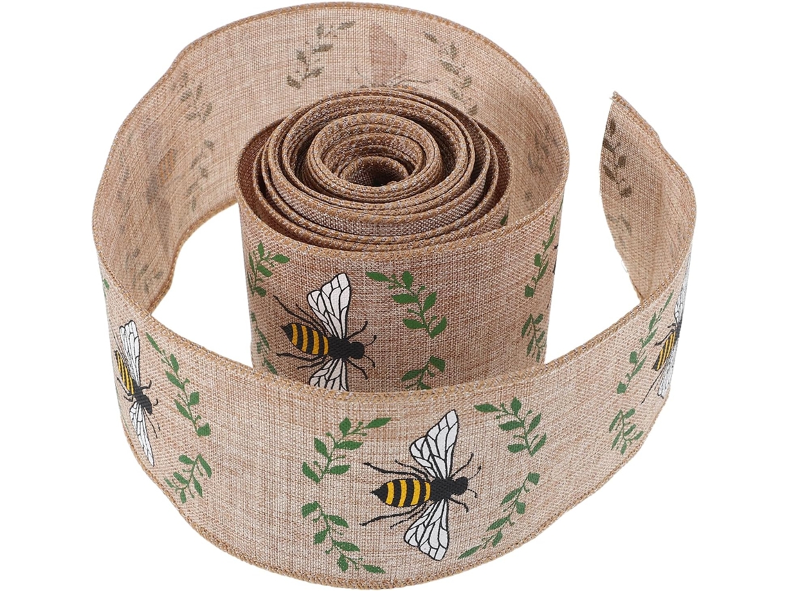 Fita Decorativa Em Rolo Com Estampa De Abelhas E Flores, Em Poliéster, Fácil De Moldar E Usar, Ideal Para Embrulhar