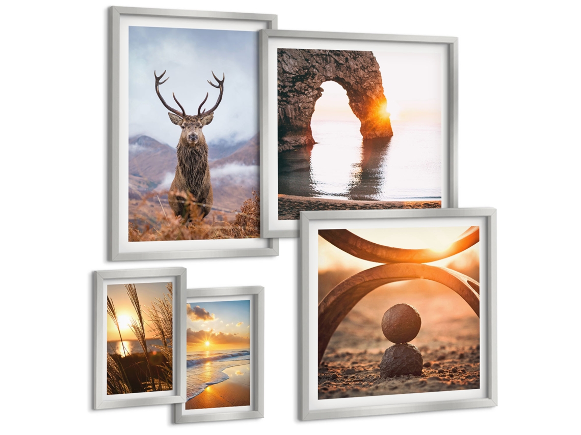Conjunto De Pinturas Natureza Animais Selvagens Em Harmonia Espelharte (5 Peças)