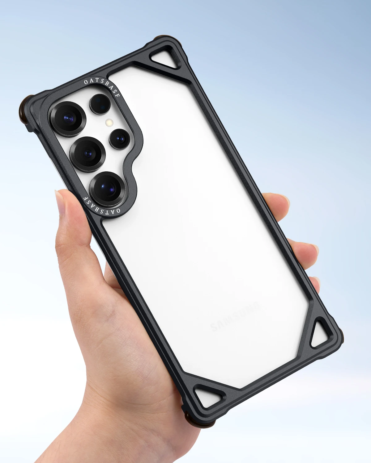 Capa Para Celular Sem Moldura (preta Para Galaxy S25 Ultra), Estrutura Minimalista Em Metal Magnético, Material Em Liga De Alumínio.