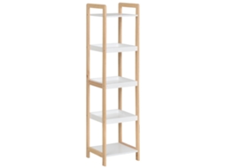Estante de Banheiro ZACHARY de Bambu com 3 Cestos e 2 Prateleiras (32x30x130cm) Bege