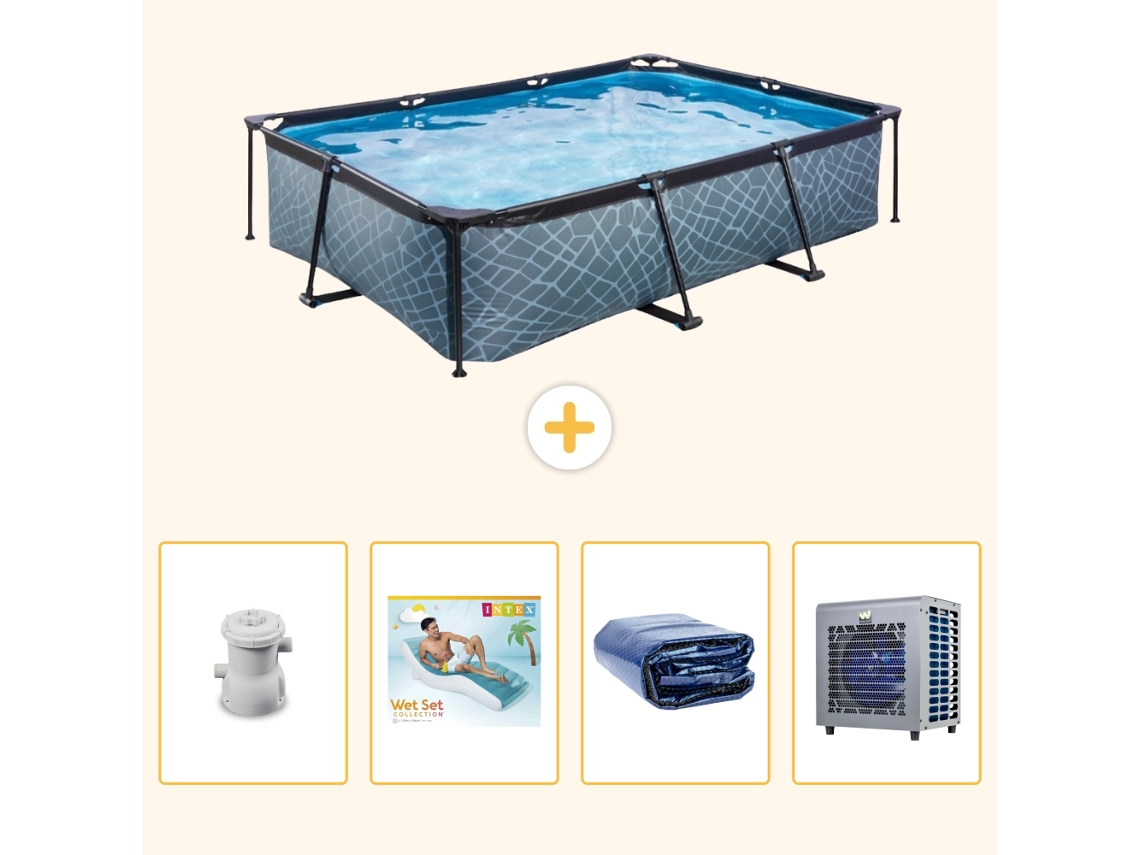Exit-toys Piscina Exit Retangular - Efeito Pedra - 300x200x65 Cm - 5-peças S286