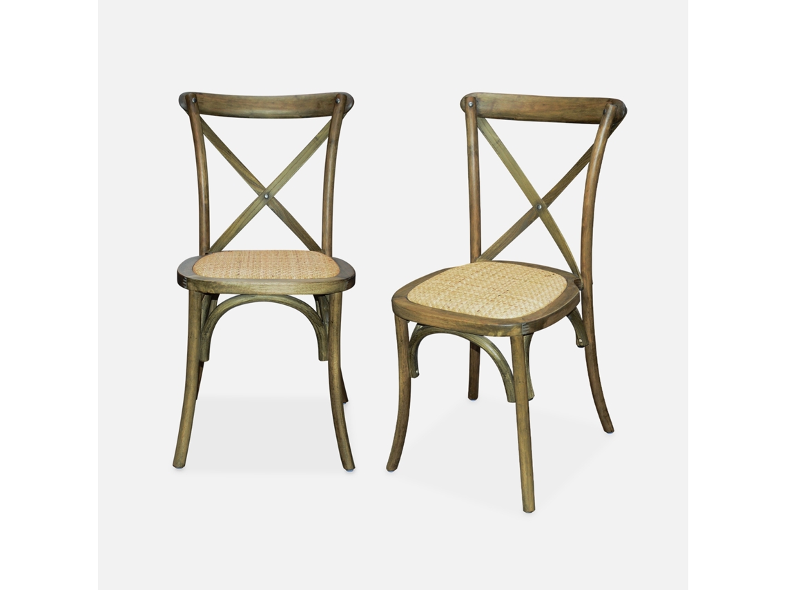 Cadeira Estilo Bistrô Em Madeira, Set De 2, Castanho