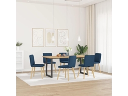 Vidaxl Cadeiras De Jantar 6 Pcs Tecido Azul