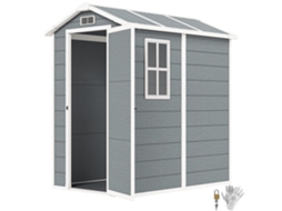 Galpão Externo Cinza para Jardim 2,1 M² com Piso, Janela e Porta com Fechadura Medidas 131x186x198 Cm