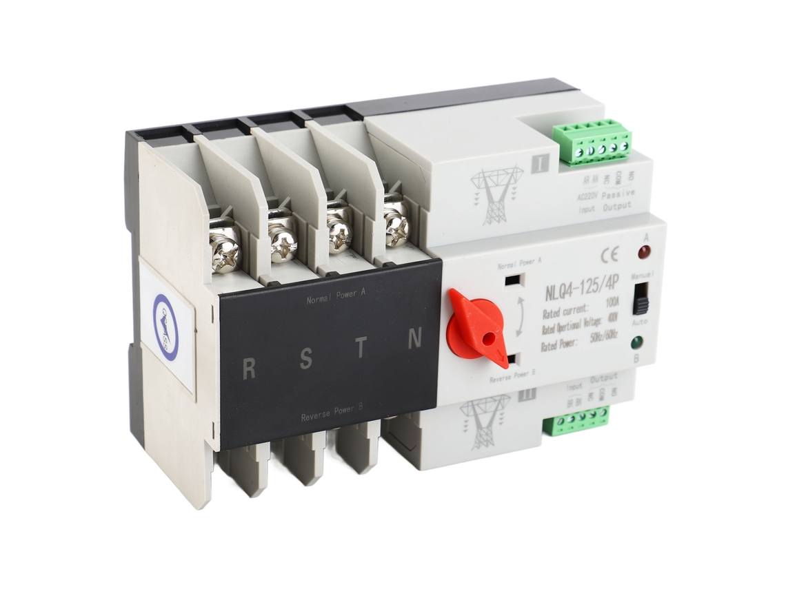 Chave De Transferência Automática Din Rail 4p Trifásica 4 Fios 400v 100a Controle De Energia Ininterrupta