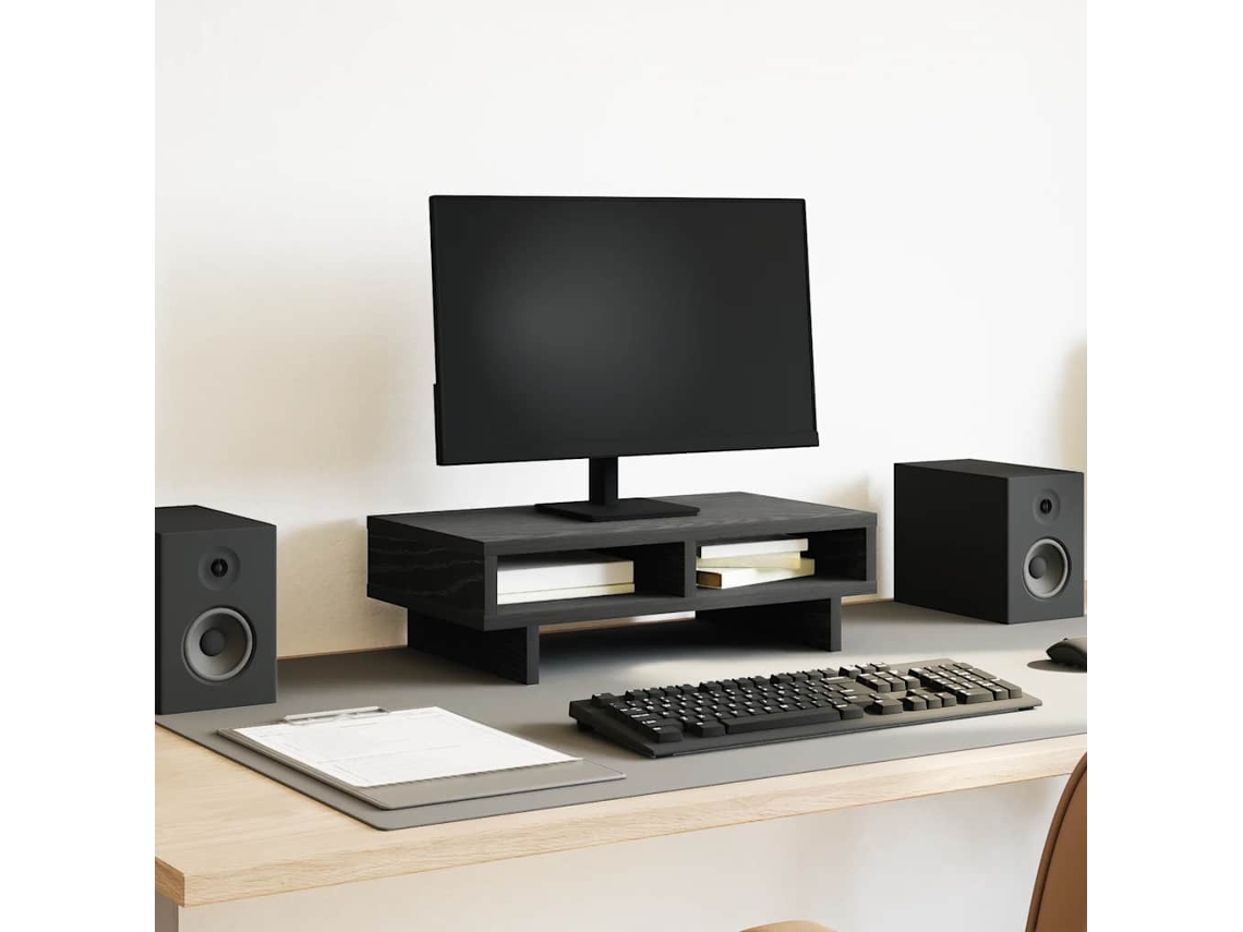 Vidaxl Suporte Monitor 50x27x15 Cm Derivados Madeira Carvalho Preto