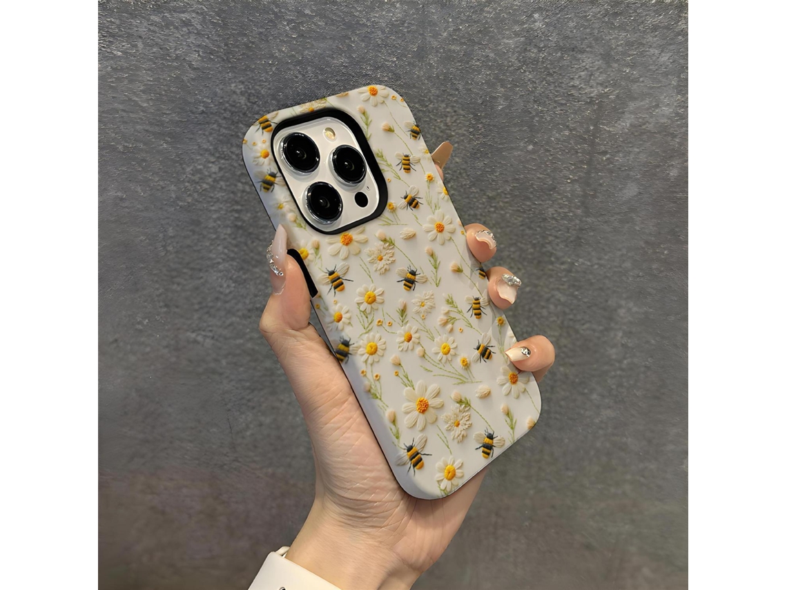 Capa Para Iphone 17 Pro Com Película Dupla Brilhante Hz1398 Com Efeito Bordado.