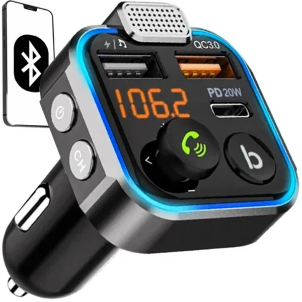 Transmissor Fm Bluetooth Veicular, Carga Rápida, 20w
