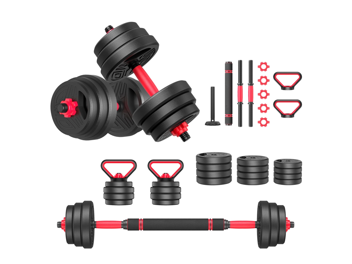 Conjunto de Halteres multifuncionais 4 em 1 HOMEFITNESSCODE Ajustáveis com Barra Conectada Home Gym (26 Kg)