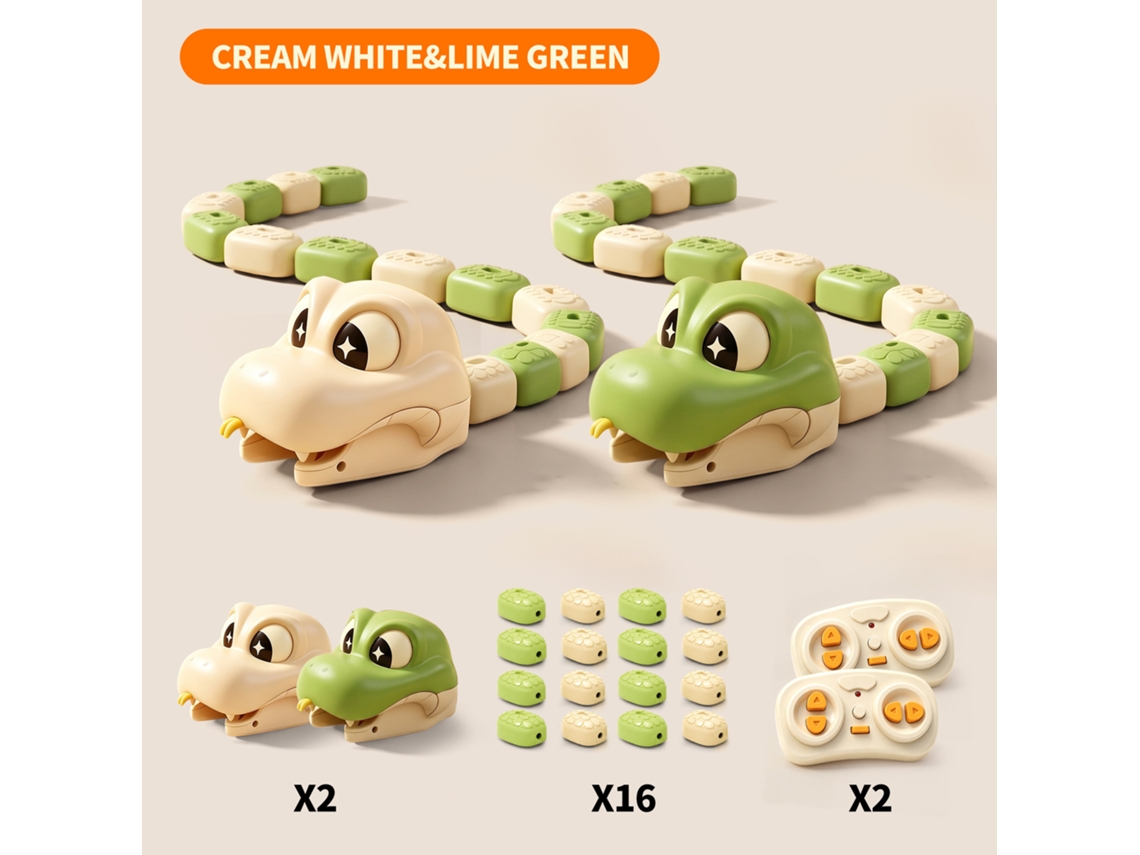 Conjunto De 2 Cobras Telecomandadas Com Segmentos (verde E Branco-creme)