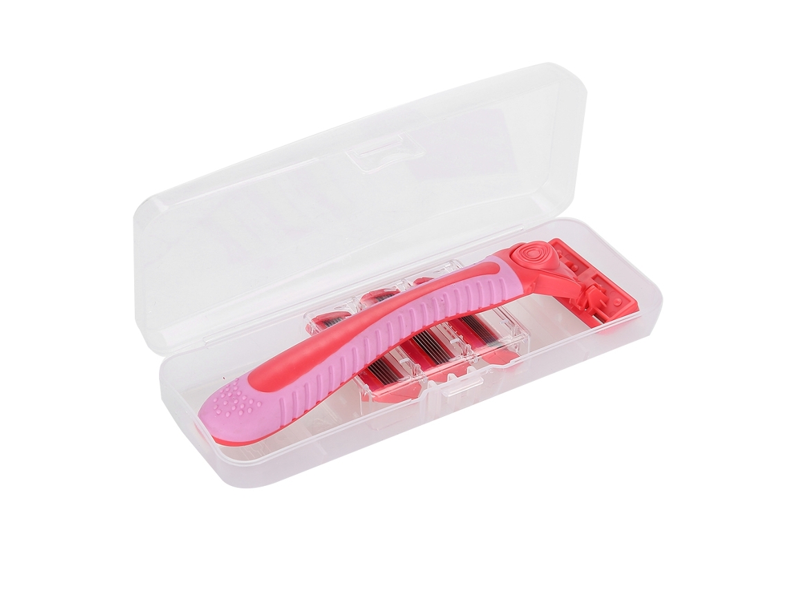 2026 rasuradora Manual para Mujer com 6 Lâminas de Aço Inoxidável Depiladora Corporal Vermelha