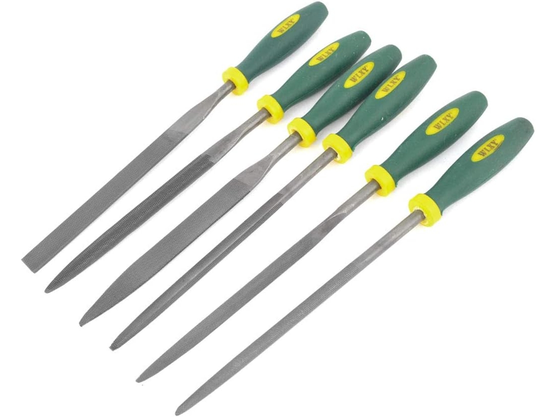 Conjunto de 6 Limas Plástico Verde acinzentado, Redondas, Planas, Quadradas, Cônicas e CHABERLU