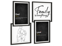 Composição De Quadros Valores Familiares Amor Proximidade Espelharte (4 Peças)