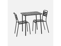 Mesa de jardim em metal com 2 cadeiras, Antracite SWEEEK