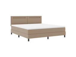 Cama Box Com Colchão Cappuccino, Super King, Couro Sintético Vidaxl Castanho Tecido (180x200 Cm)