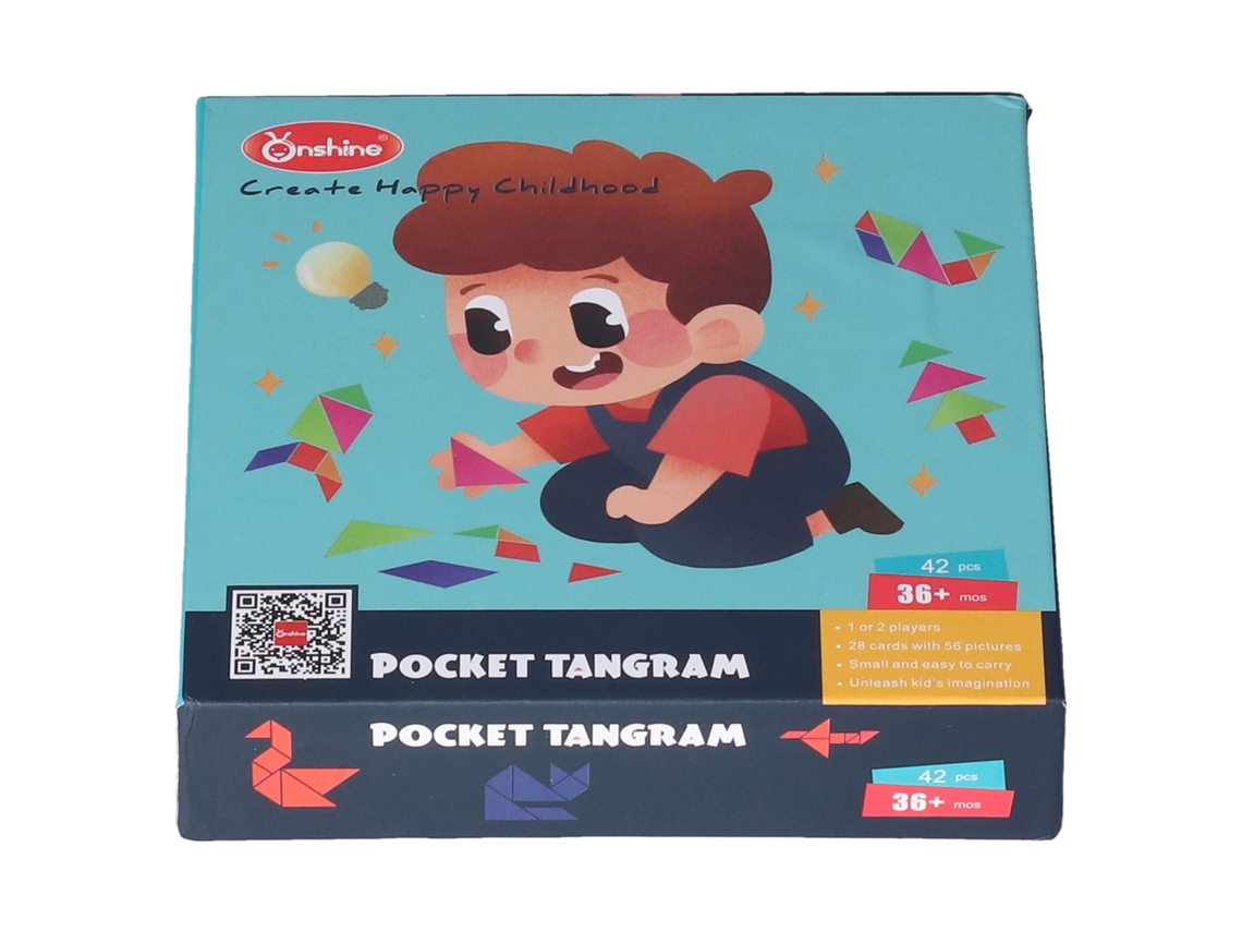 Mali 14pcs Tangram Infantil Mogno Diy com 28 Cartões Estimula Criação Brincadeira Educativa para Crianças Acima de 3 Anos