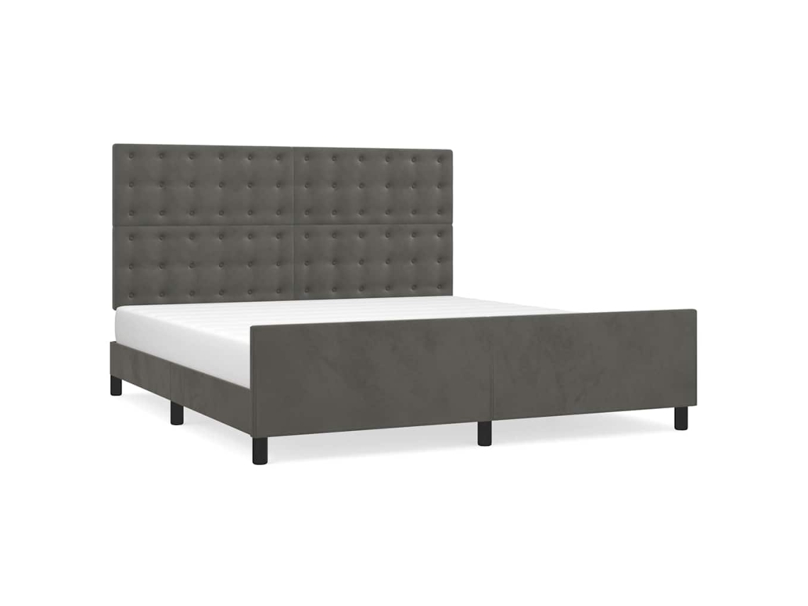 Bed Frame With Headboard, Bed Frames With Headboards Vidaxl Cinzeto Veludo (180 X 200 Cm)