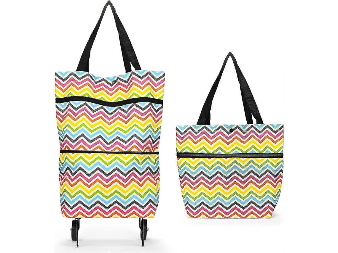 Mala de Compras Dobrável 2 em 1 com Rodinhas, Impermeável, Capacidade de 15 Kg GOKOCO (colorida)