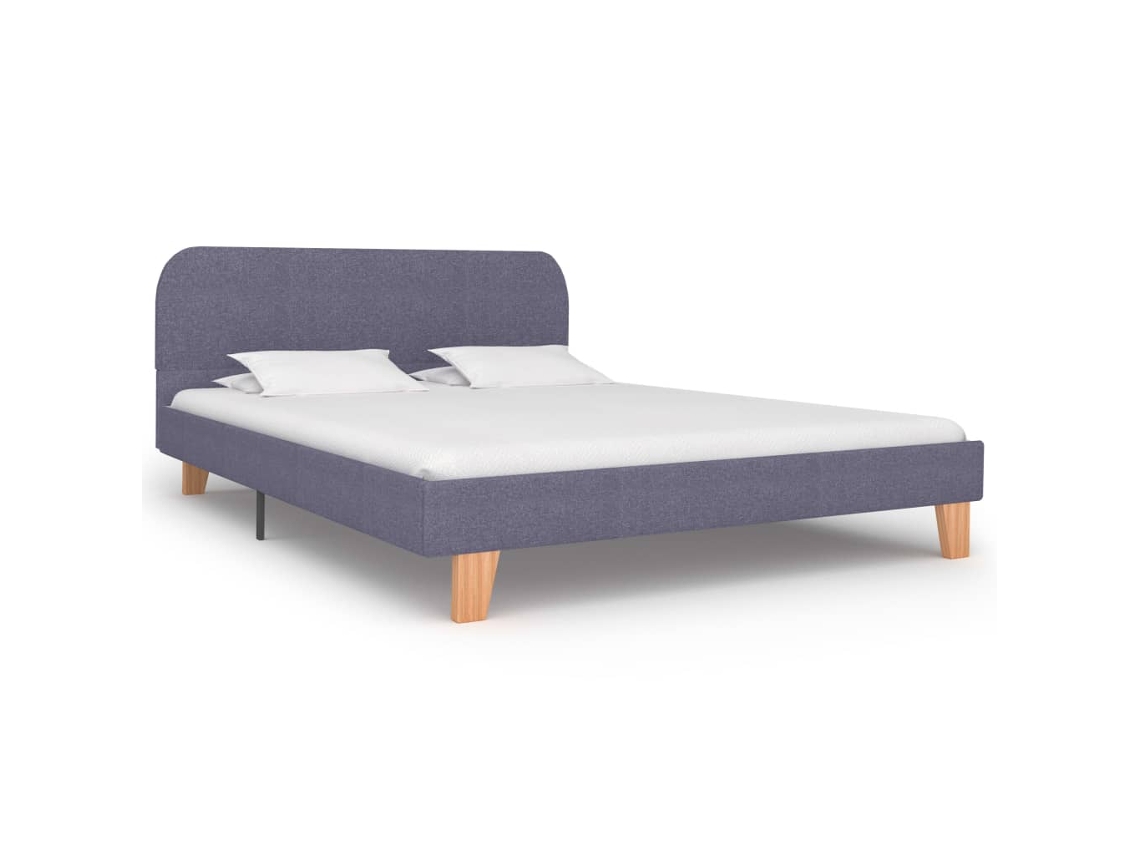 Estrutura De Cama Em Tecido 140x200 Cm Cinzento-claro